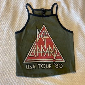 Forever 21 Def Leppard “USA Tour ‘80” Crop Tank Top, Small.